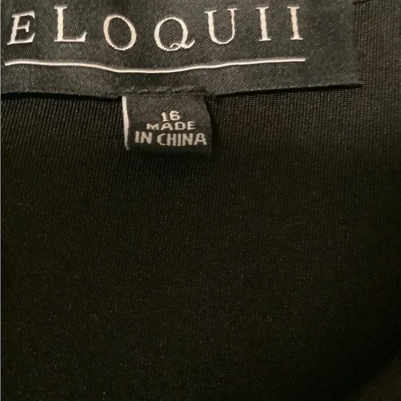 Eloquii women’s 16 black scuba peplum pleated short sleeves business casual top - Picture 2 of 8